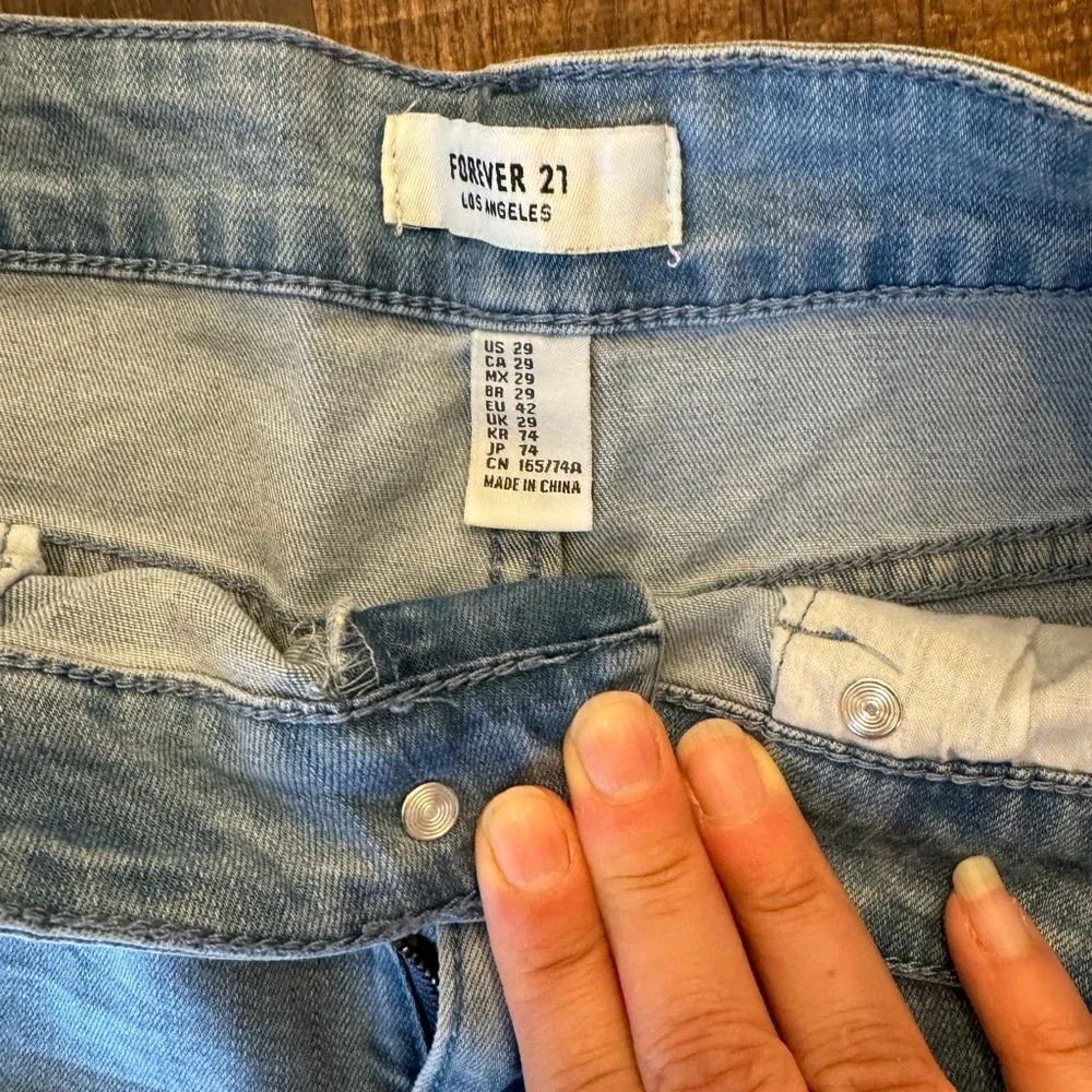 Forever21 light wash denim cuffed shorts